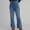 Pants INTIQUE | Belted Washed Denim Straight-Leg Jeans Nvy