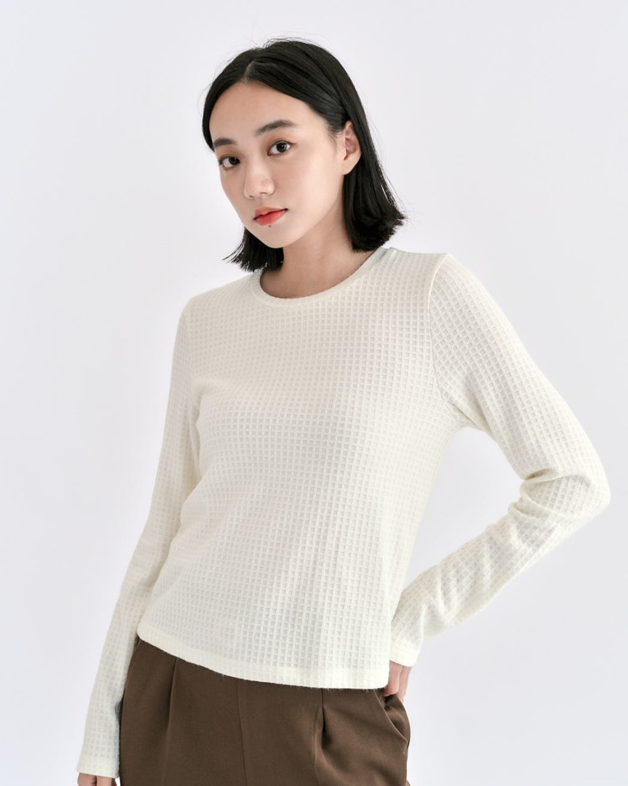 Tops INTIQUE | Jacquard Knit Top Wht