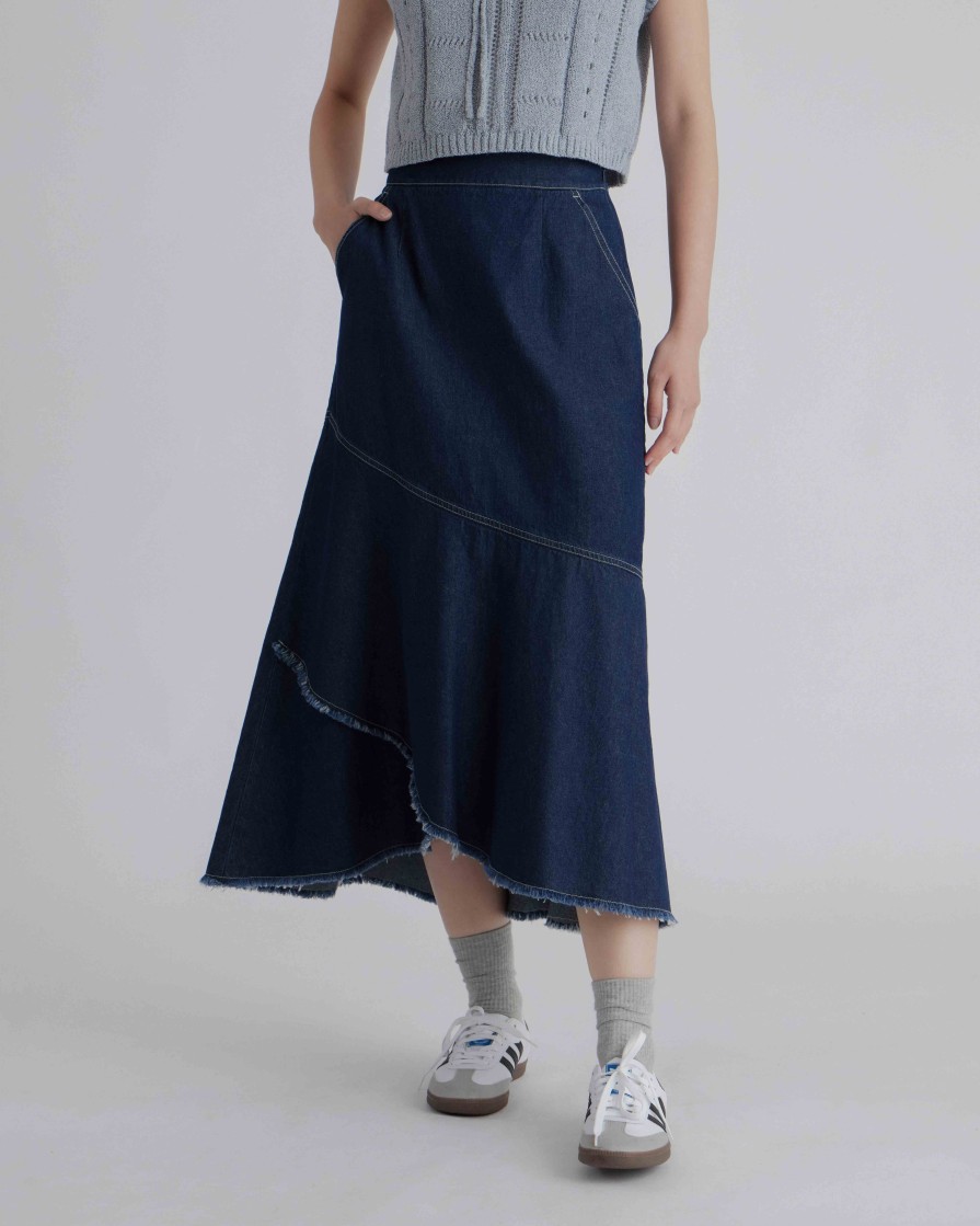 Skirts INTIQUE | Denim Asymmetric Mermaid Skirt