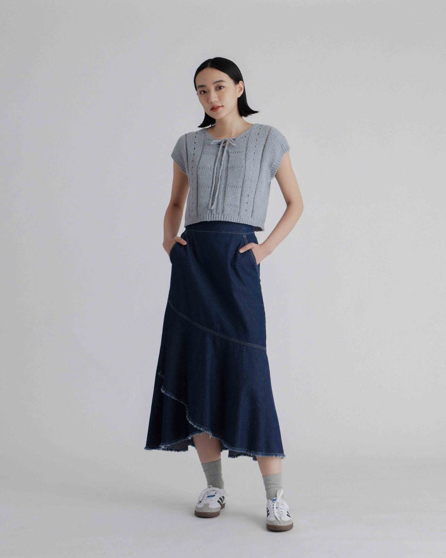 Skirts INTIQUE | Denim Asymmetric Mermaid Skirt