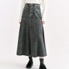 Skirts INTIQUE | Washed Denim Mermaid Skirt Blk