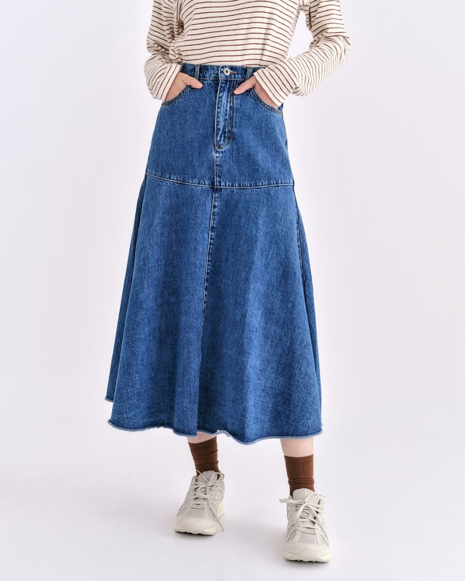 Skirts INTIQUE | Washed Denim Mermaid Skirt Blk