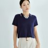 Tops INTIQUE | Knitted Polo Collar Top