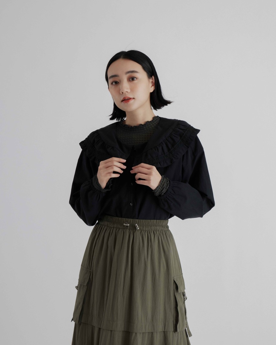 Shirts INTIQUE | Ruffle Lapel Shirt