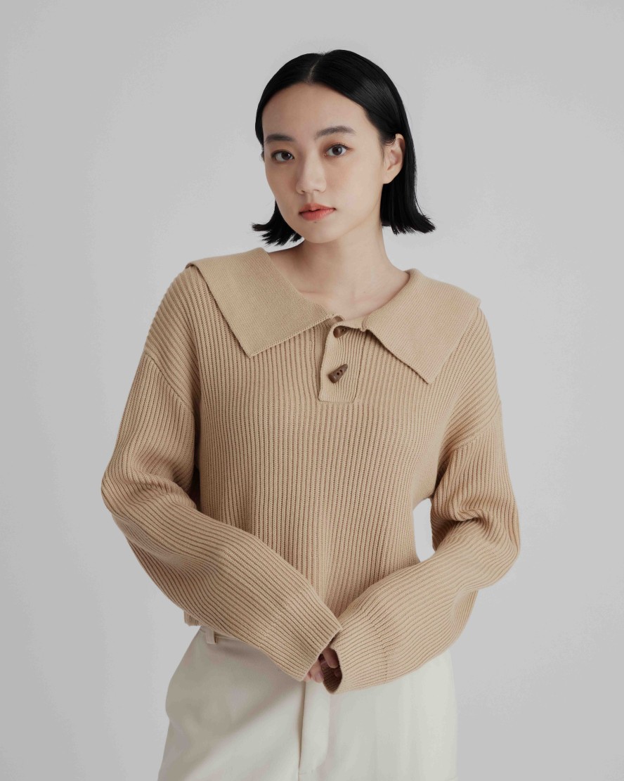 Knitwears INTIQUE | Dolly Collar Knit Top