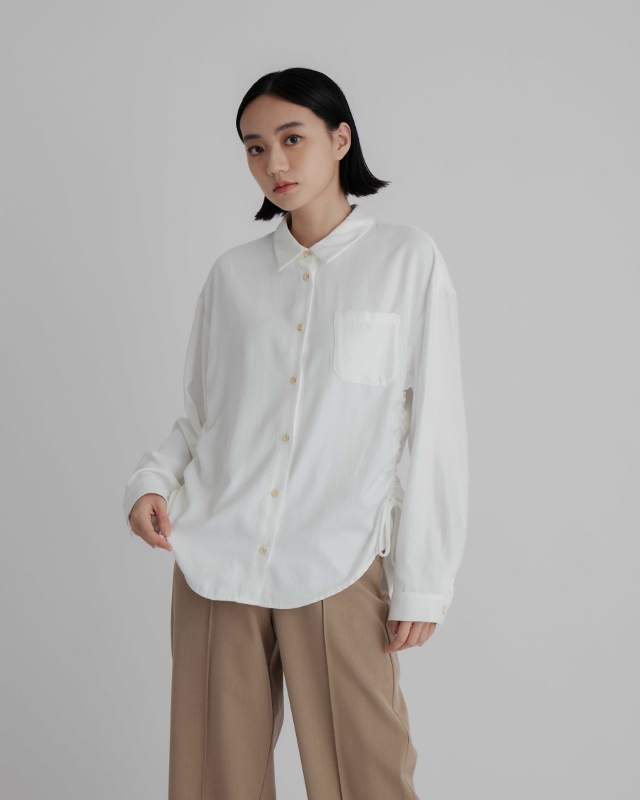 Shirts INTIQUE | Drawstring Oversized Shirt Wht