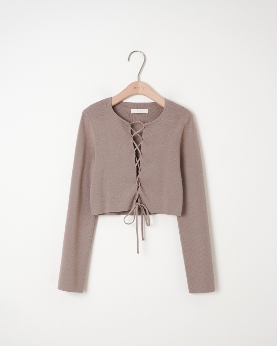 Knitwears INTIQUE | Crpped Lace-Up Sweater