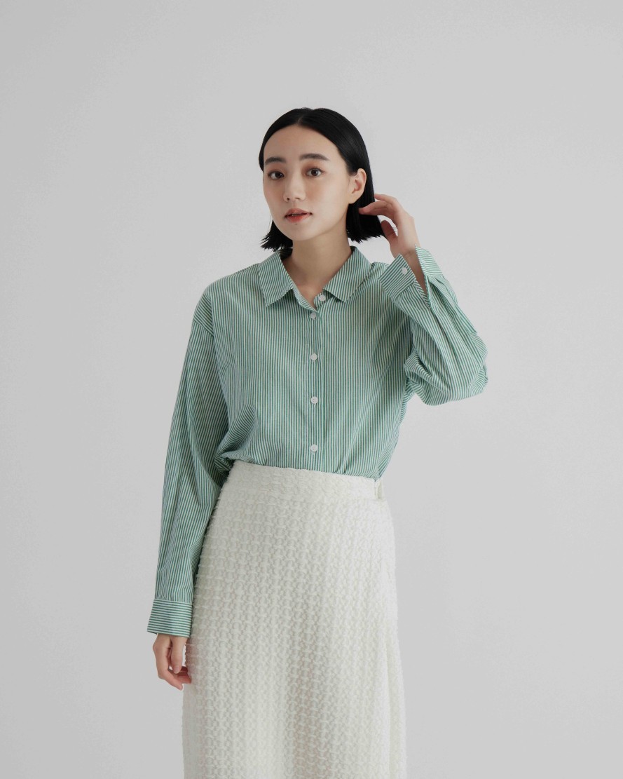 Shirts INTIQUE | Stripe Cut Out Shirt Blu