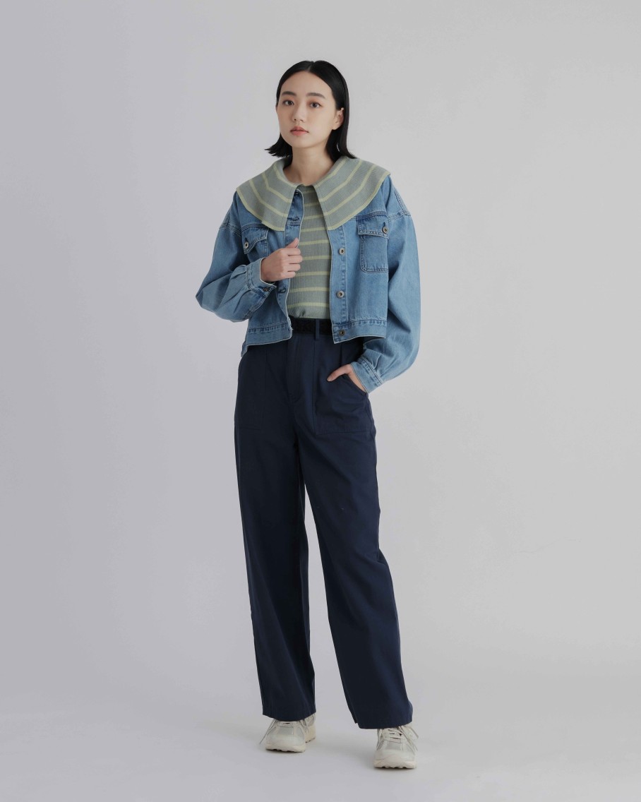 Outers INTIQUE | Acid Wash Loose-Cut Jacket Blu