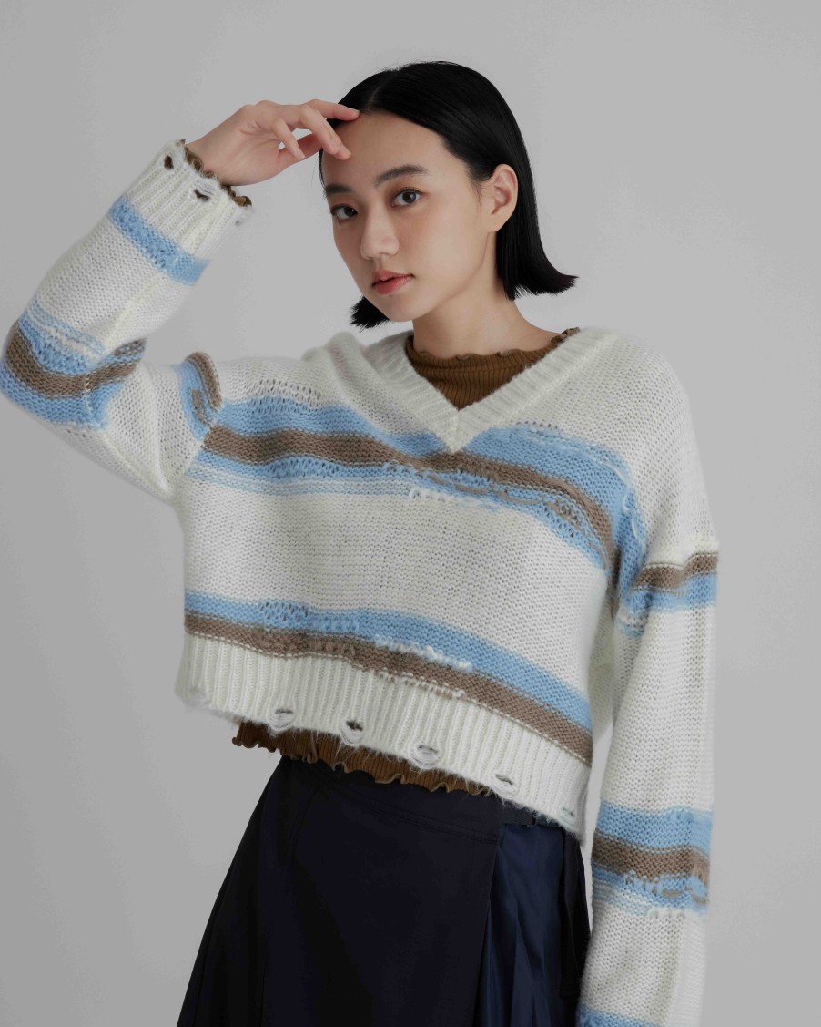 Knitwears INTIQUE | Cropped Fringe Sweater Pnk