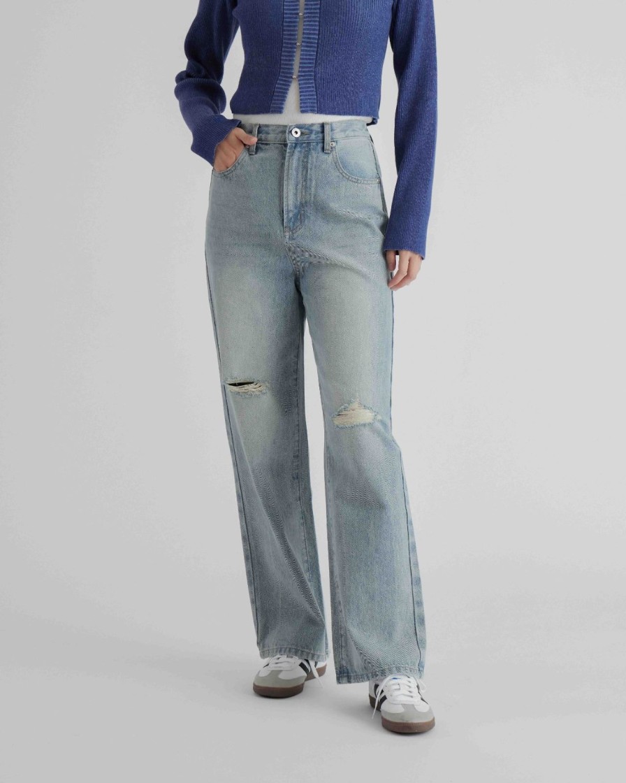 Pants INTIQUE | Washed Denim Pants