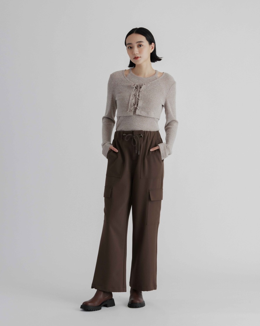 Pants INTIQUE | Soft Cargo Pants Brn