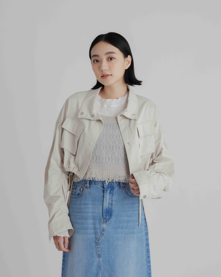 Outers INTIQUE | Military Cropped Jacket Grn