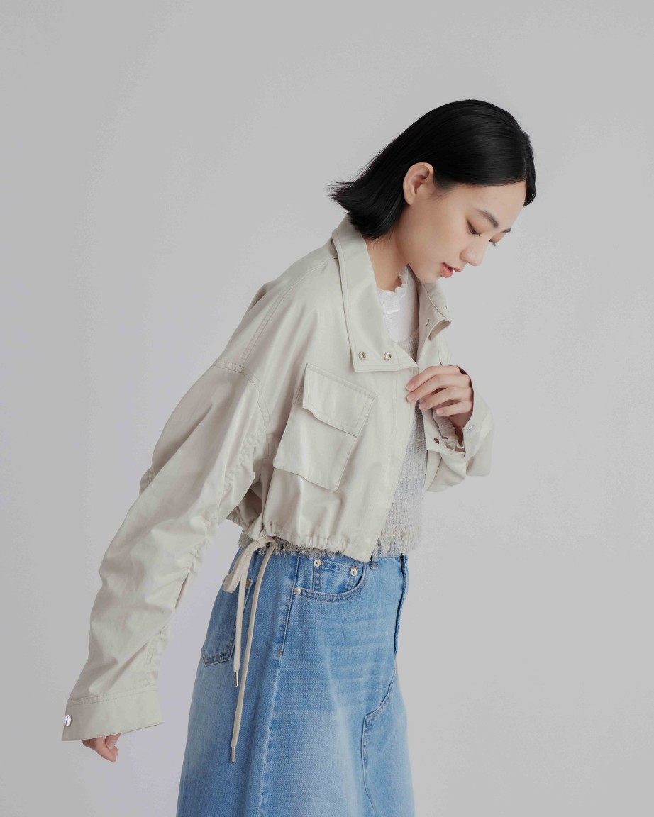 Outers INTIQUE | Military Cropped Jacket Grn