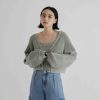 Knitwears INTIQUE | Washed Colour Knitted Cardigan