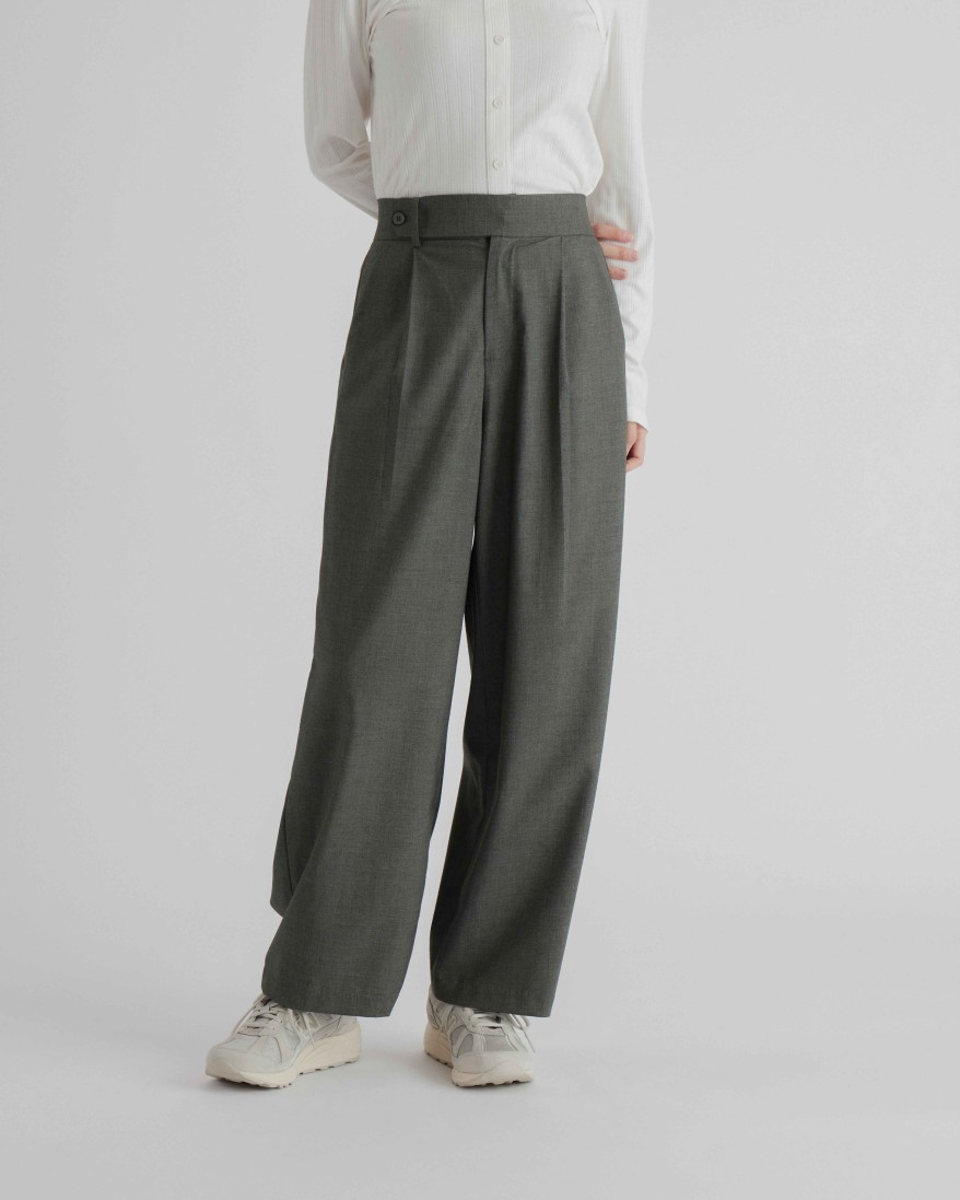 Pants INTIQUE | Belted Straight-Leg Pants