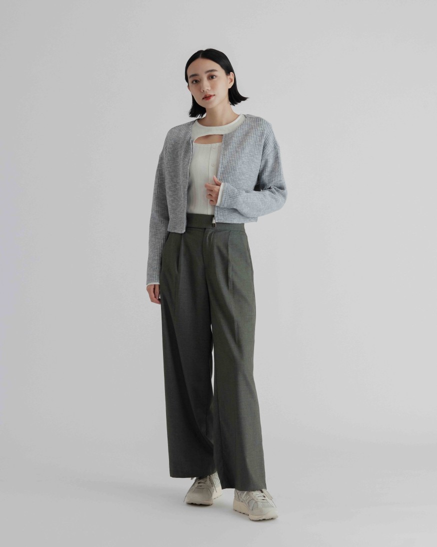 Pants INTIQUE | Belted Straight-Leg Pants