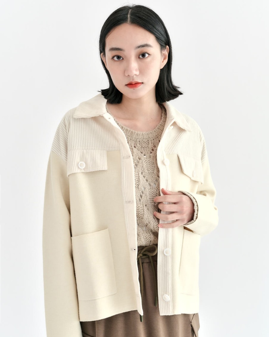 Outers INTIQUE | Corduroy Patched Knit Jacket