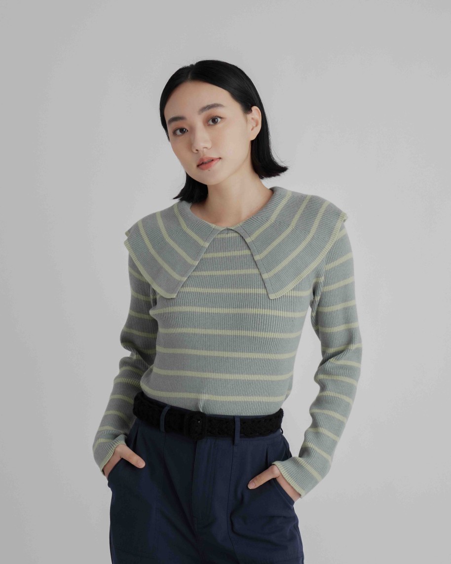 Knitwears INTIQUE | Sailor Collar Knit Top