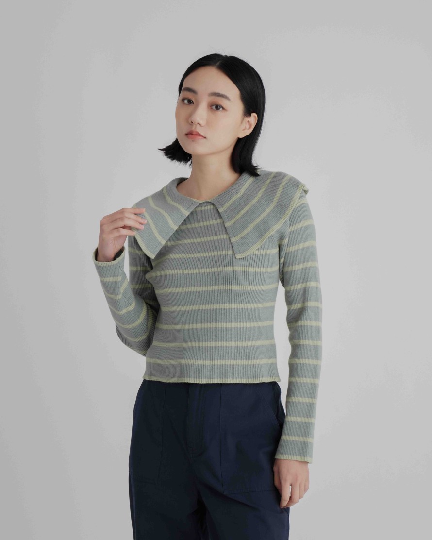 Knitwears INTIQUE | Sailor Collar Knit Top