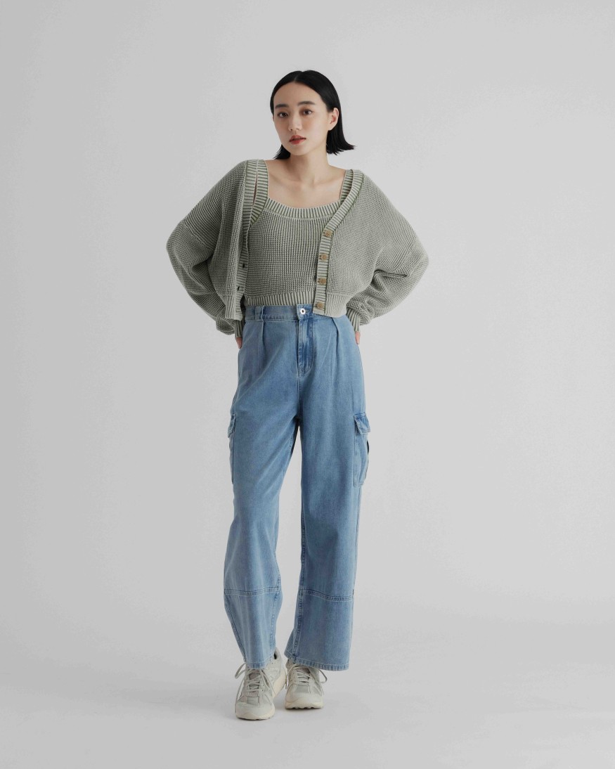 Pants INTIQUE | Washed Cargo Denim Jeans