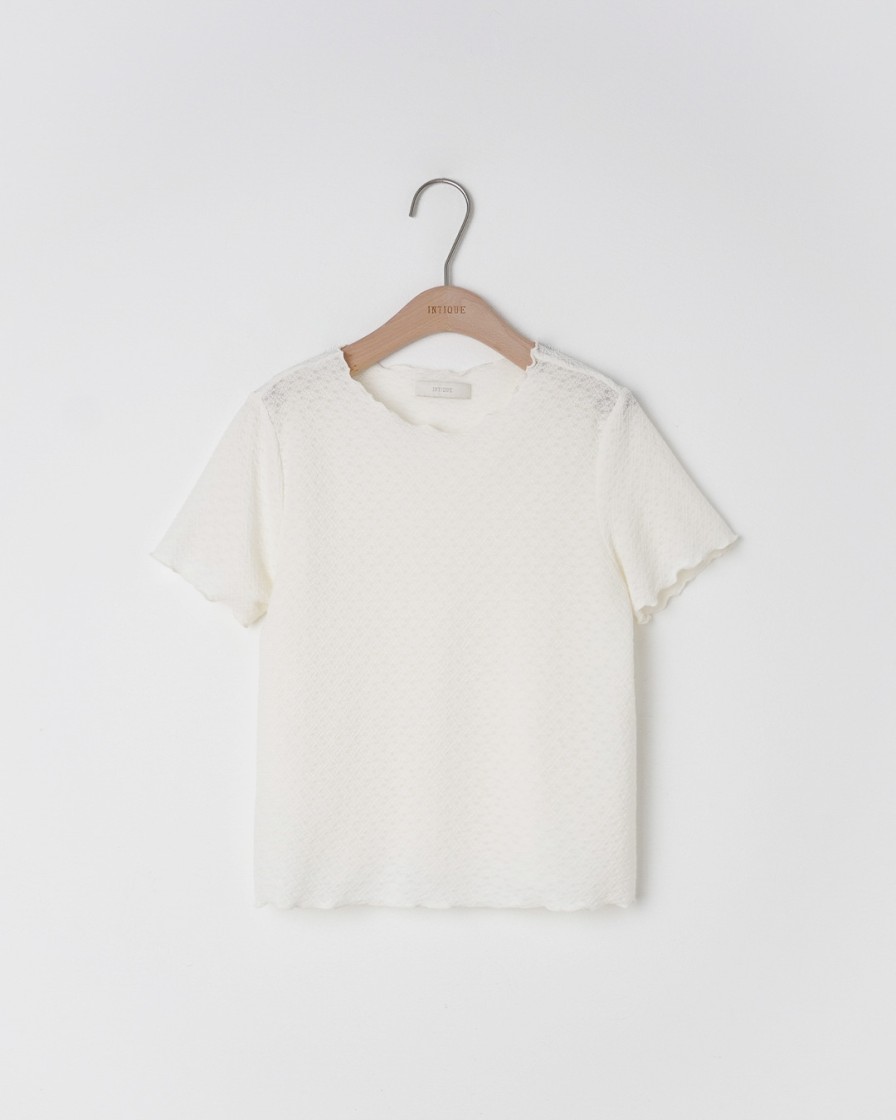 Tops INTIQUE | Seersucker Babylock Tee Kha