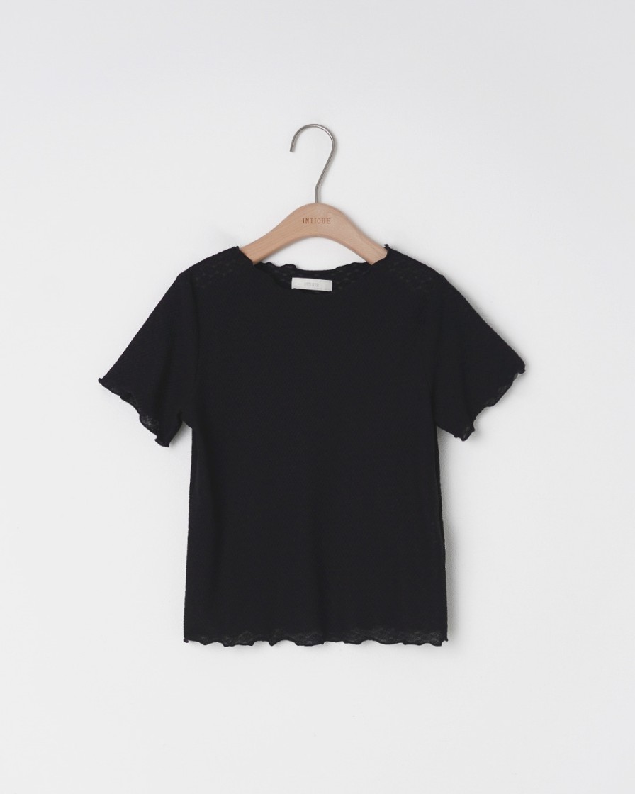 Tops INTIQUE | Seersucker Babylock Tee Kha