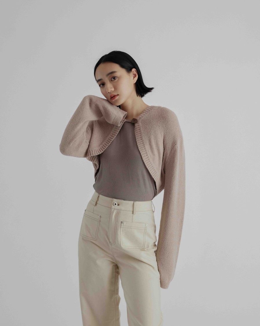 Knitwears INTIQUE | Cropped Hooded Cardigan