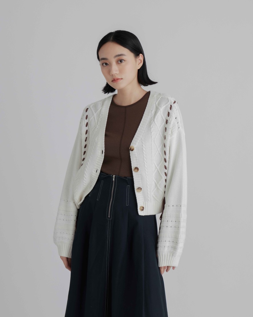 Knitwears INTIQUE | Stitching Patchwork Cardigan