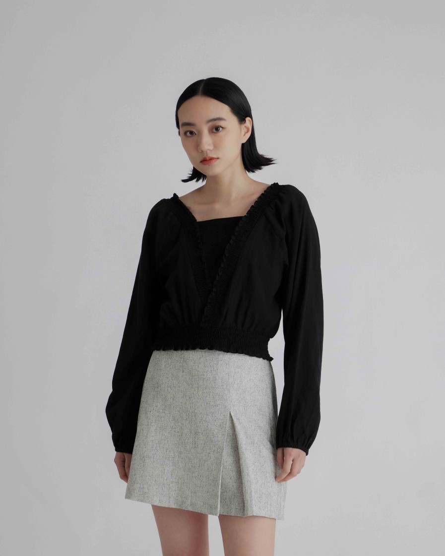 Tops INTIQUE | Smocking Cropped Top