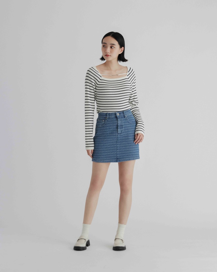 Skirts INTIQUE | Ragged Denim Skirt Blu